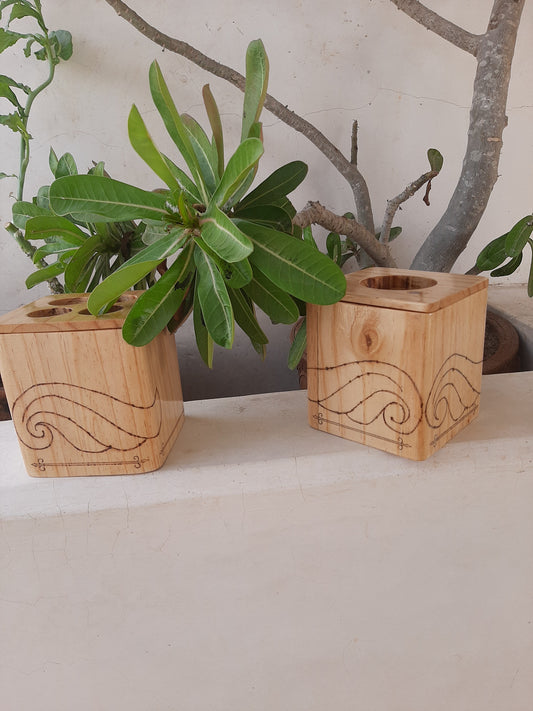 HANDMADE SWAHILI DECORATIVE BATHROOM WARE: WOODEN SOAPDISH, TISSUE HOLDERS, TOOTHBRUSH HOLDERS & DUSTBINS