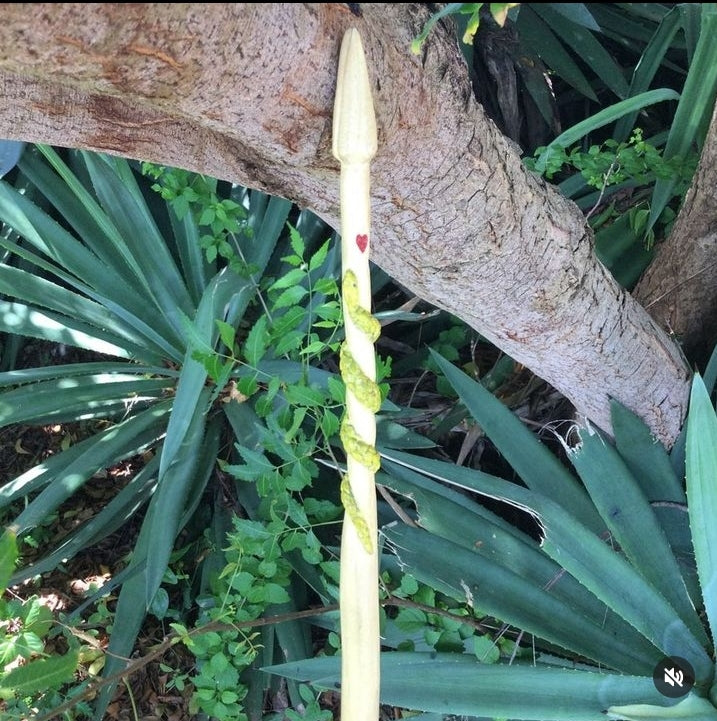 HANDCARVED WOODEN CEREMONIAL STAFF/ WANDS